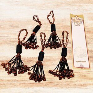 Beaded Curtain Tiebacks | Set of 5  | Brown Boho Tassels | Hobby Lobby